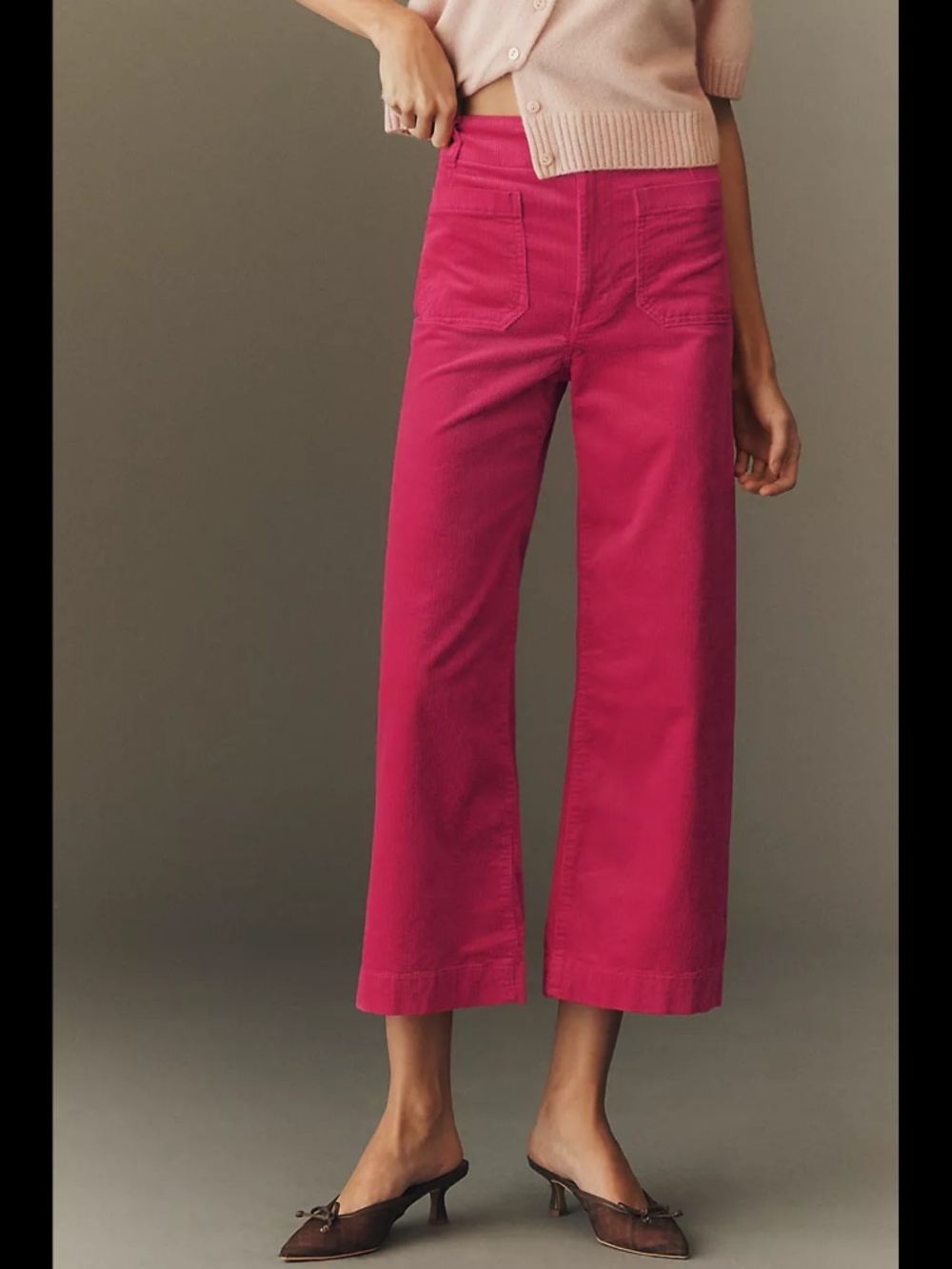 Anthropologie Maeve Pink Cropped Wide-Leg Pants